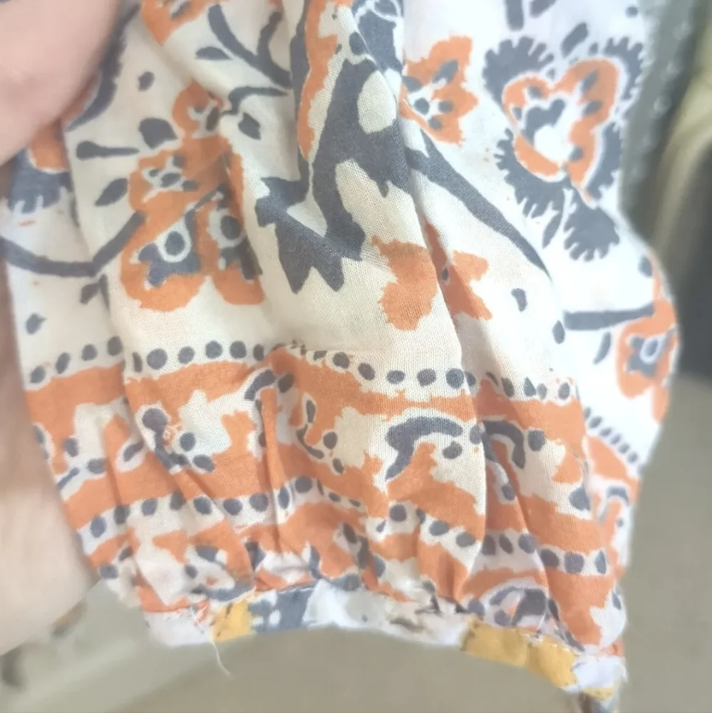 Free People orange white sun open back long sleeve dressBoho flounce sz XS. - Picture 5 of 8